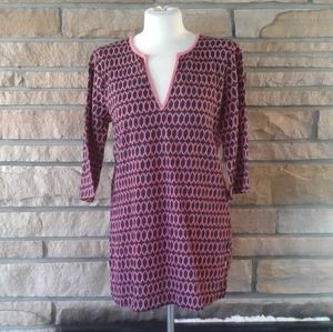 J Crew Navy & Pink Cotton Swimsuit Cover Up Tunic